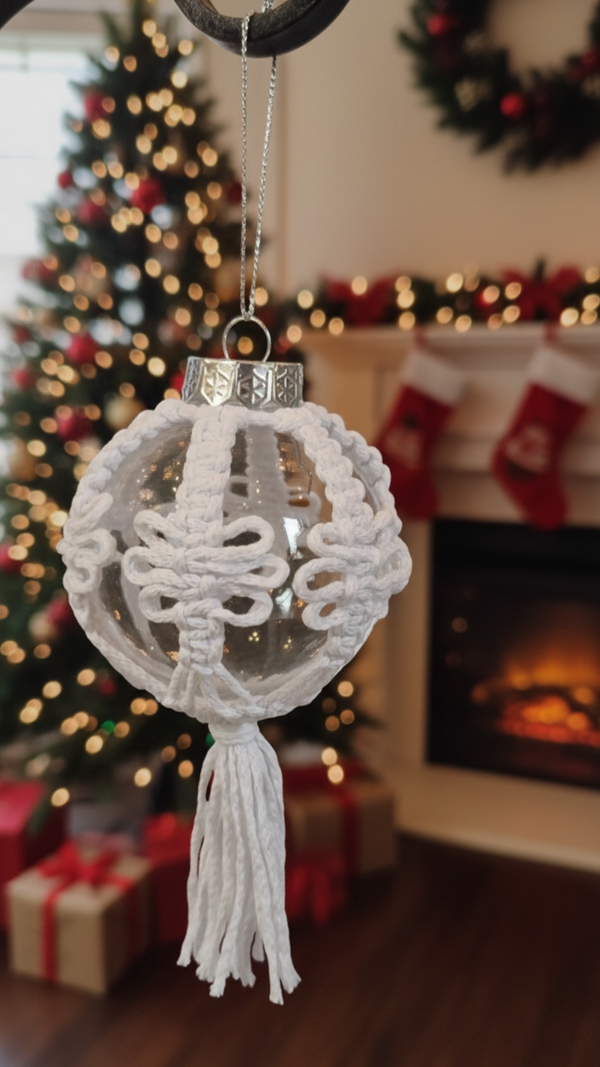 Makramee-Weihnachtskugeln