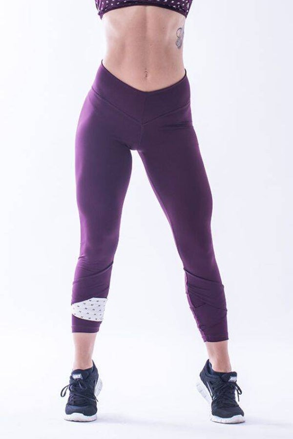 Nebbia Asymmetrical 7/8 Leggins 639 Burgundy-Vanilla