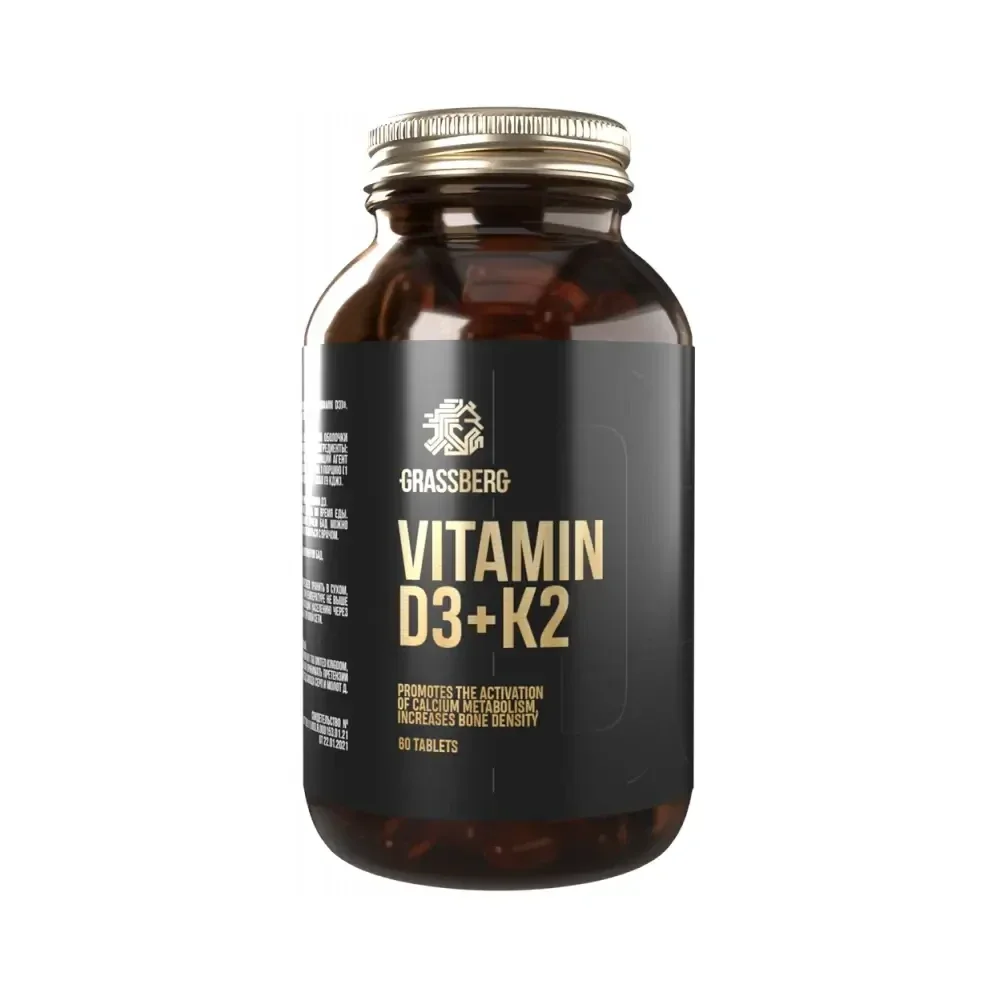 Grassberg Vitamine D3 + K2 – 60 tablettes