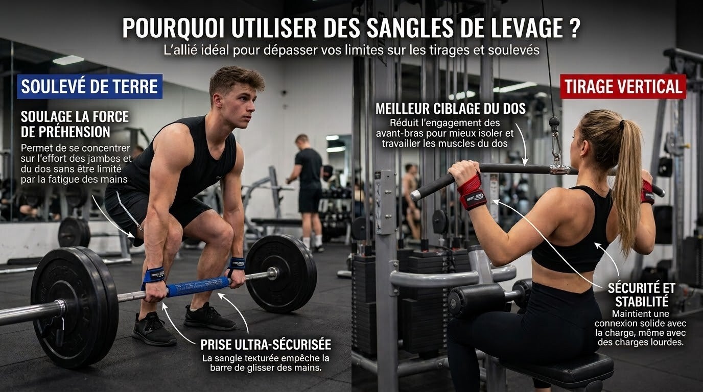 Homme et femme portant des sangles de lavage en musculation Supremefoodshop