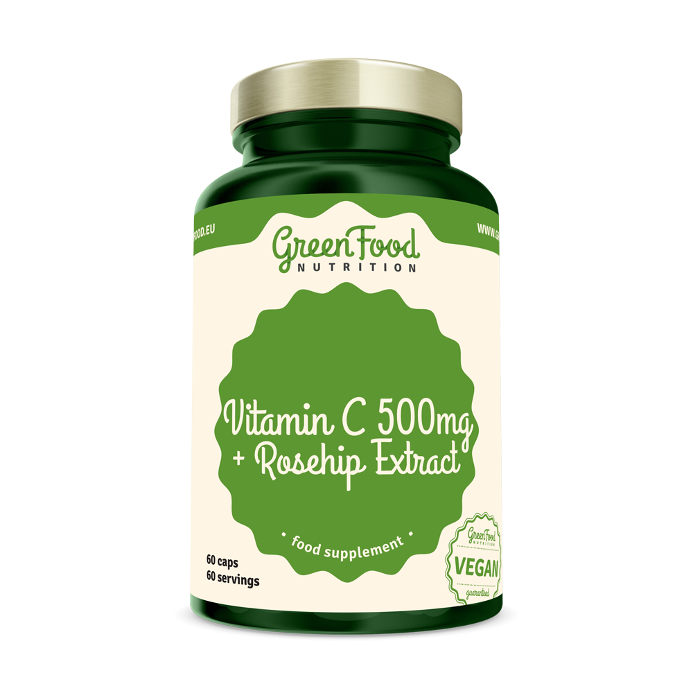Green Food Nutrition Vitamine C 500 + Extrait de Rose Musquée, 60 capsules