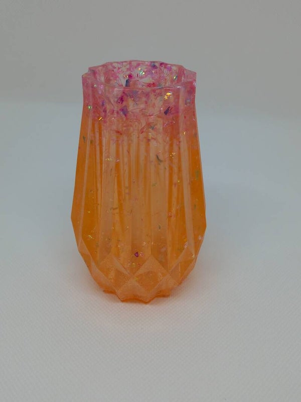 Vase Gelb-Rosaglitzer