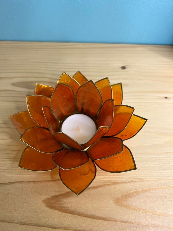 Oranje Lotus Kaarsenhouder