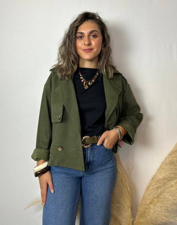 Gabardina cropped micropana