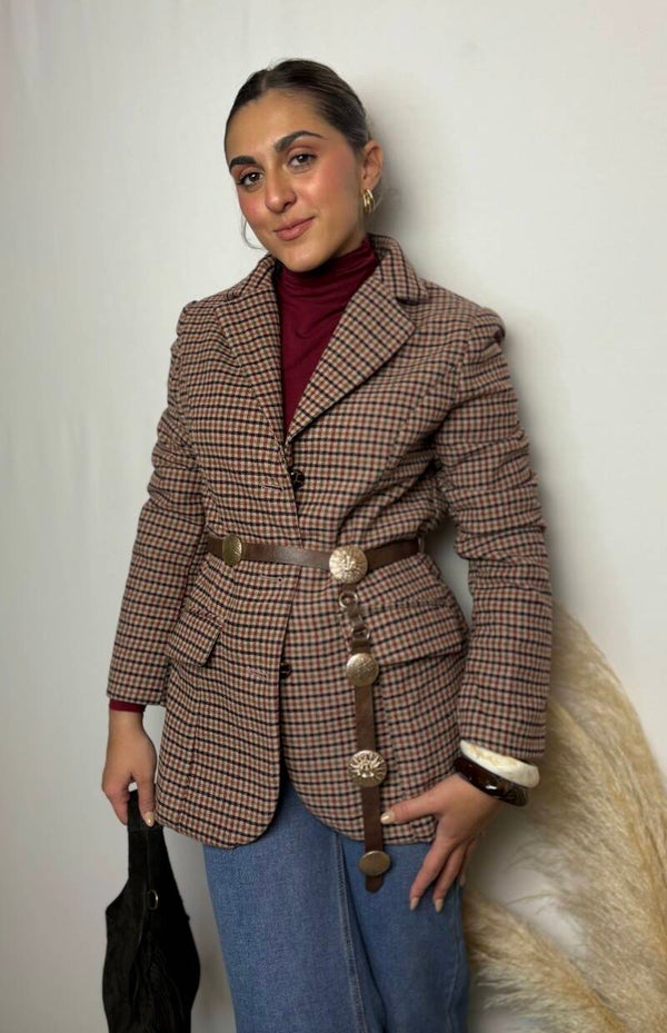 Blazer con botones efecto cuero con nudo