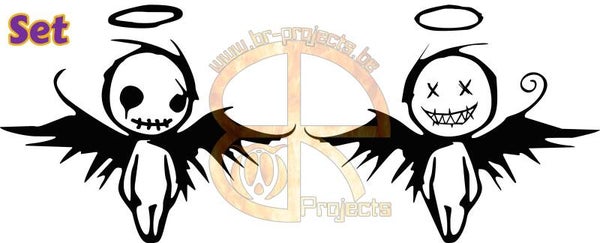 Car sticker Angel and demon puppet