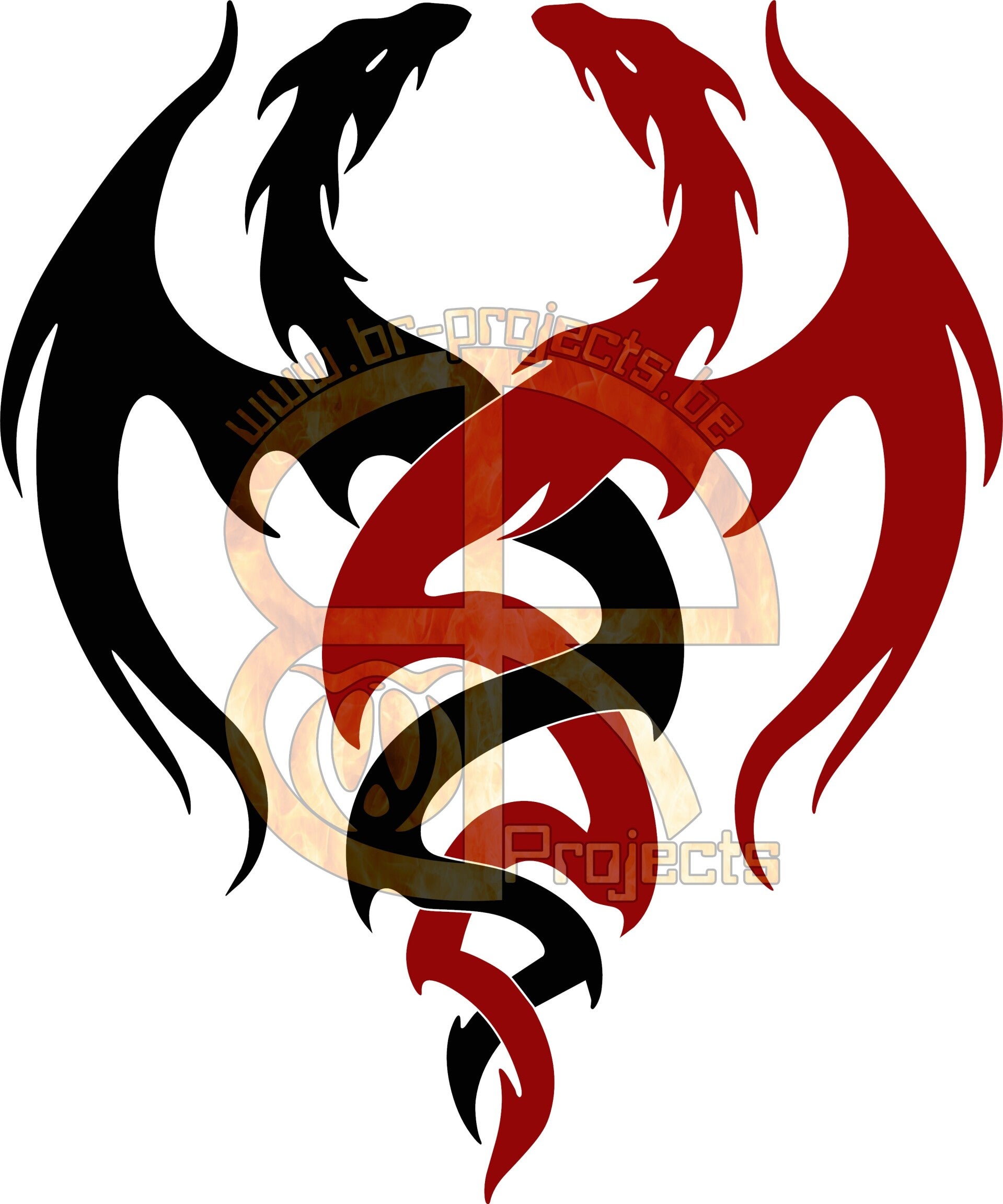 Black and red dragon