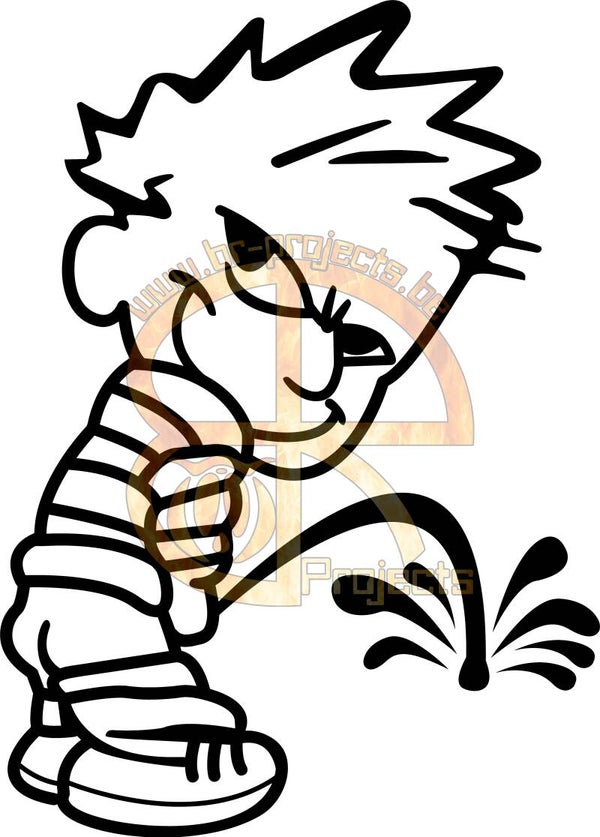 Car sticker Calvin Peeing 2