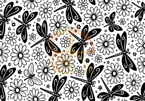 Car window sticker Dragonflies and daisies pattern