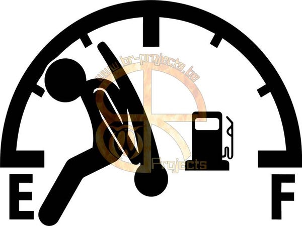 Car sticker Empty gas  pushing man