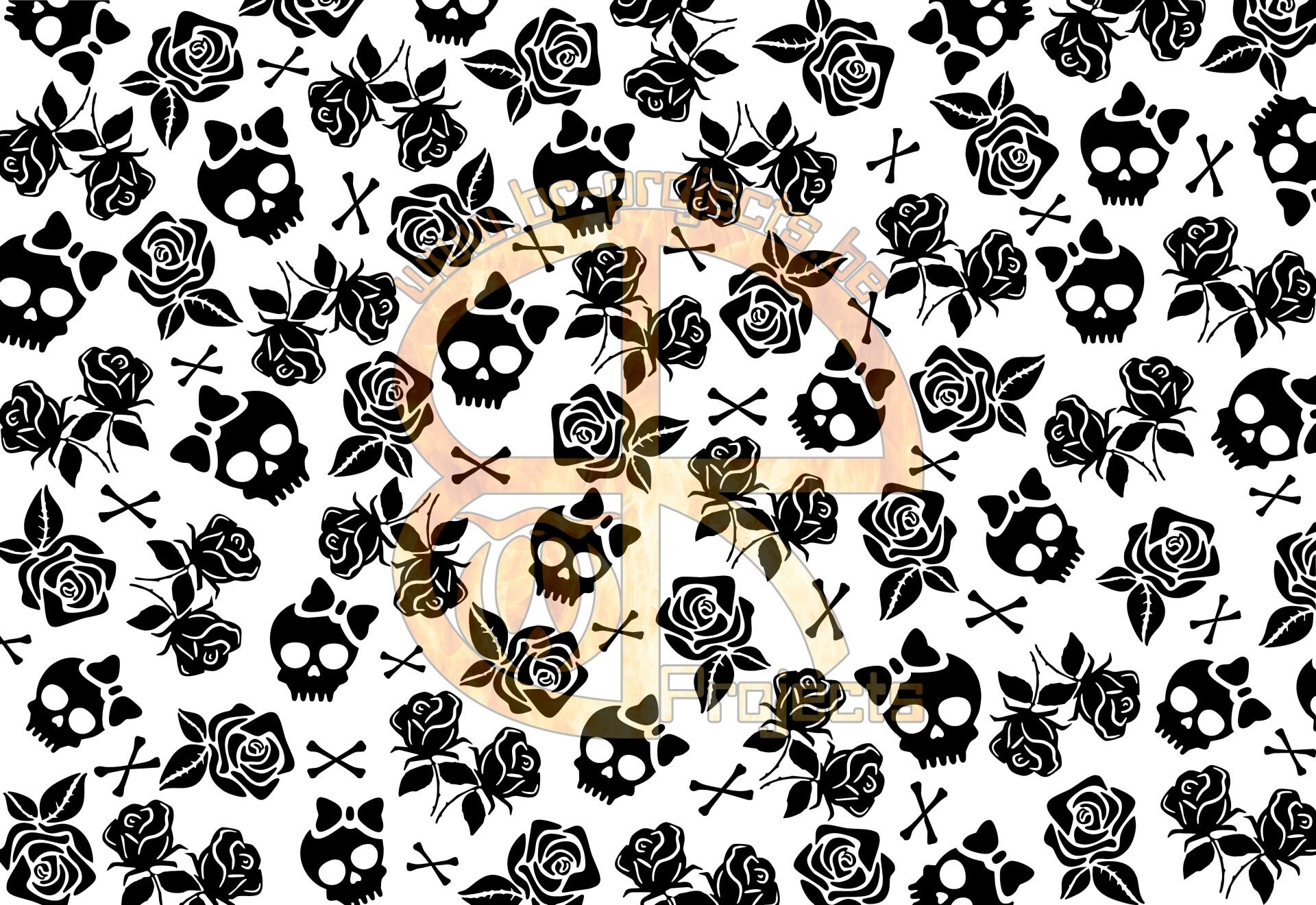 Car window sticker Roses, bones and skulls  DC Print original