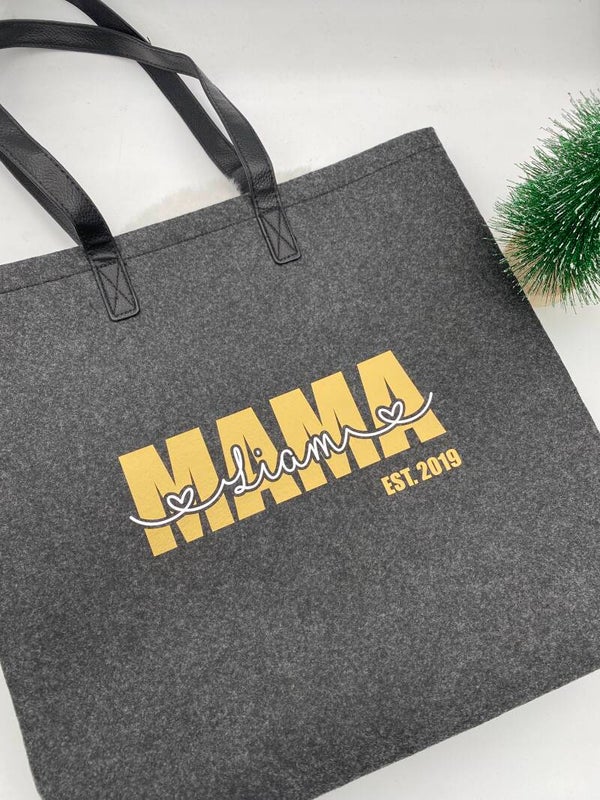 Luxe Shopper met namen met lederen handvat