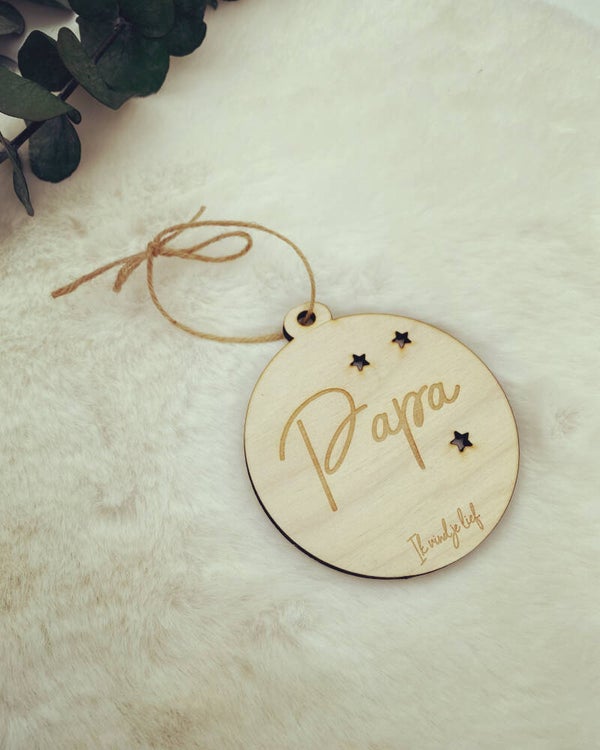 Houten gegraveerde kerstbal