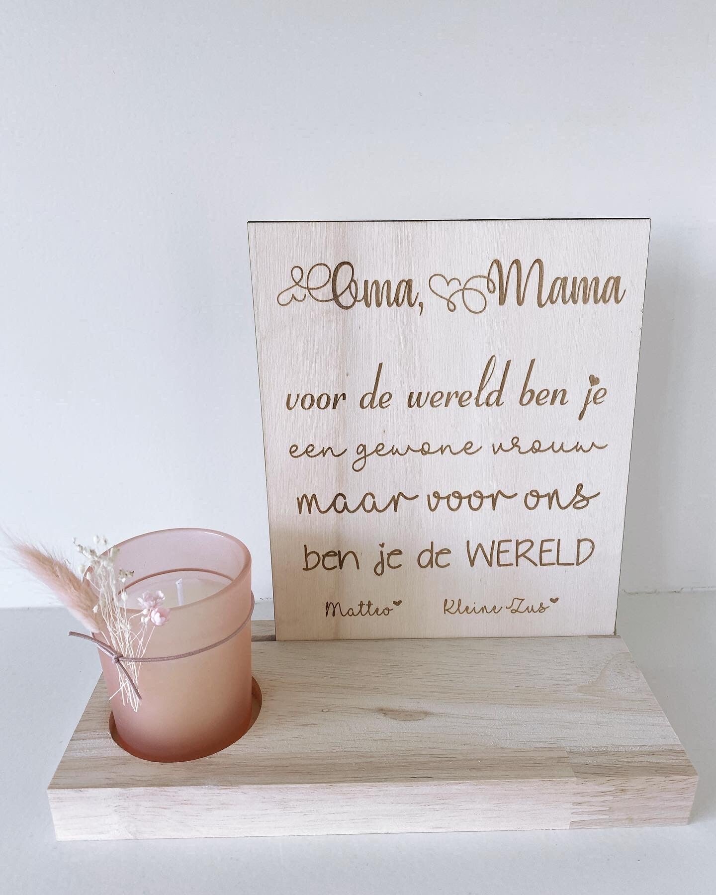 Fotostaander met tekstbord + geurkaarsje