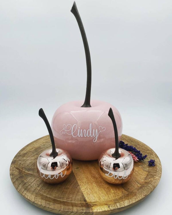 Setje: spaarpot kers + 2 kleine kersjes