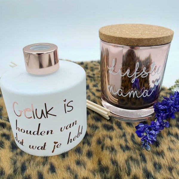 Setje huisparfum + geurkaars