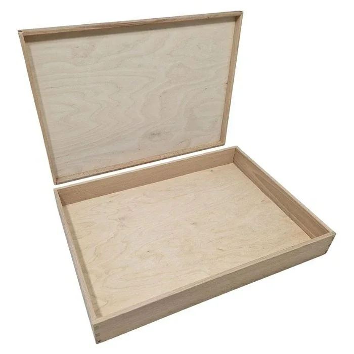 Houten speelbak met deksel laag