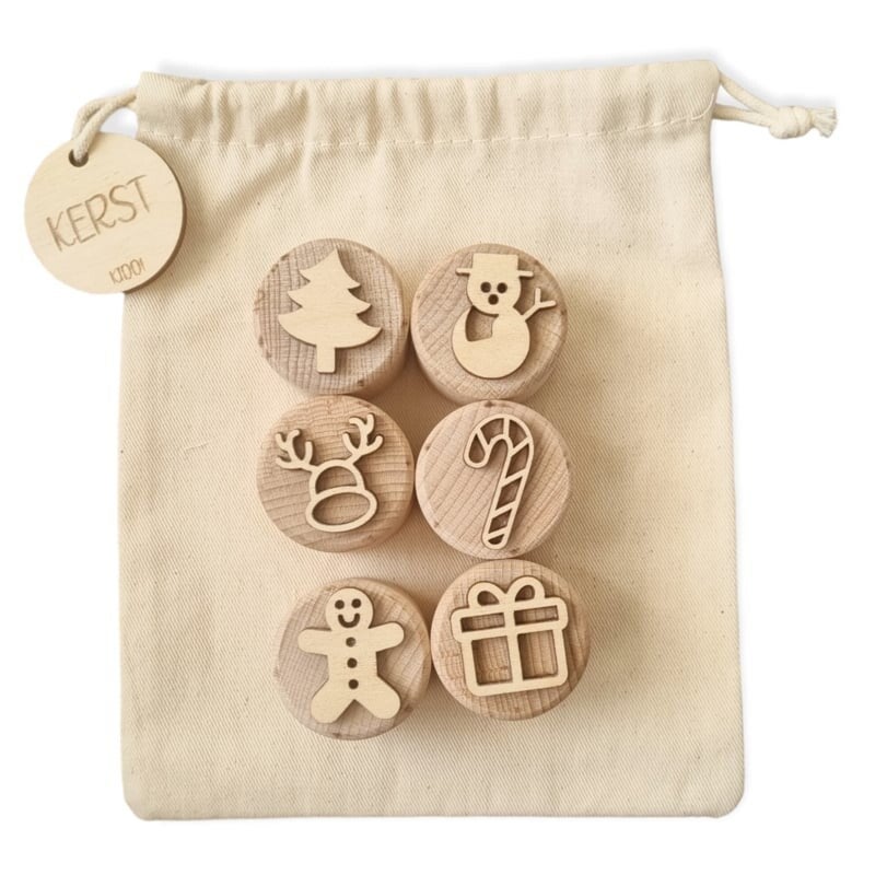 Kiddi houten stempels: Kerst 6 stuks