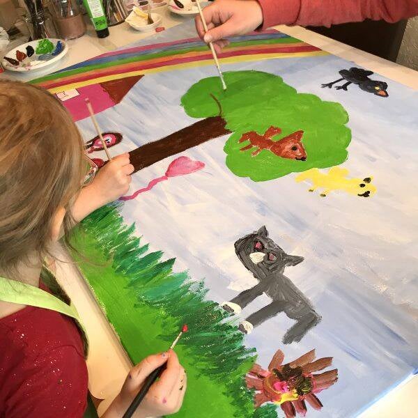 Duo schilderen (groot)ouder - (klein)kind