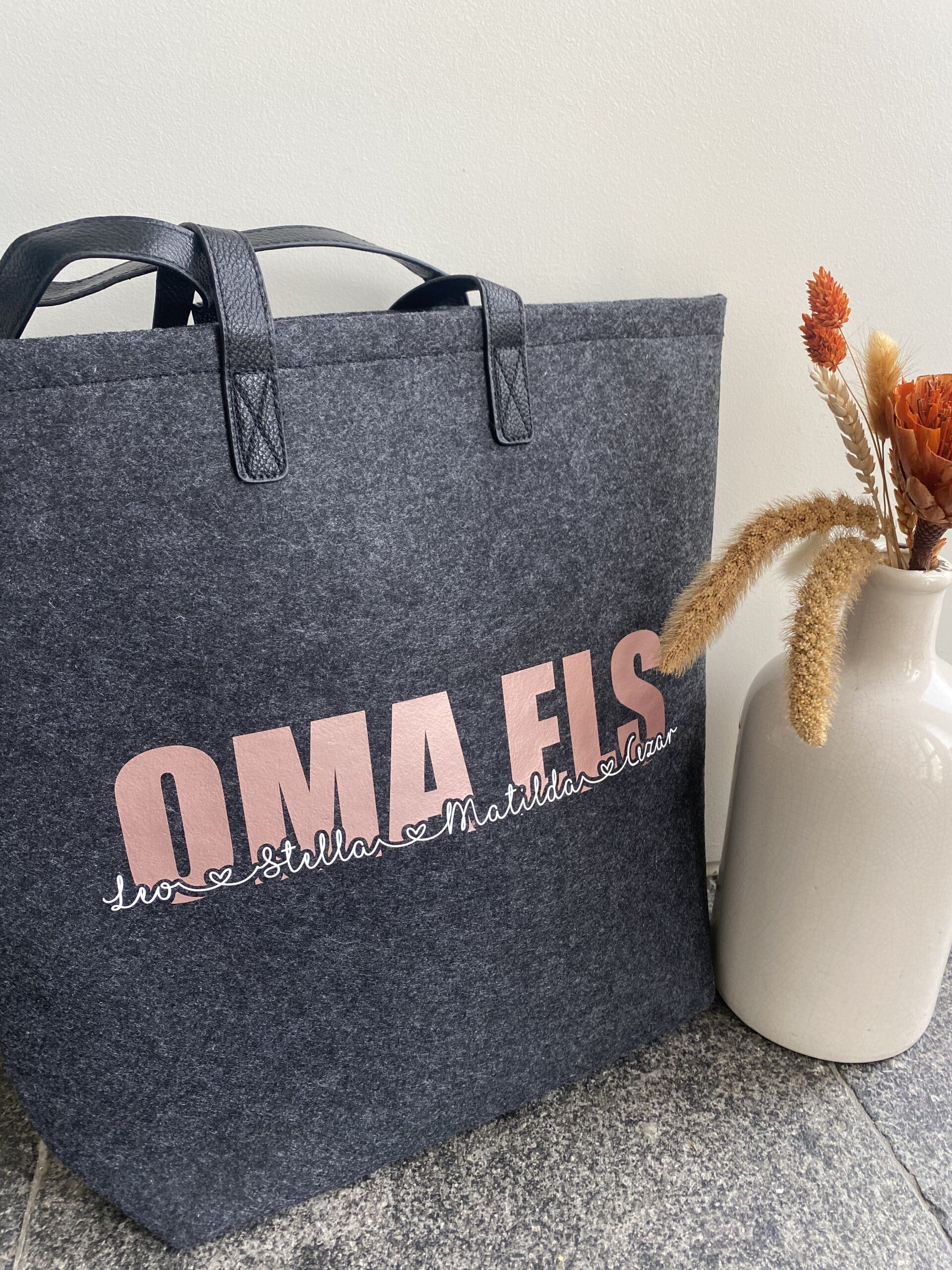 Shopper met kunstleren riemen