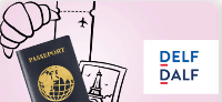 DELF Tout Public and DALF logo for Online French Tutoring.