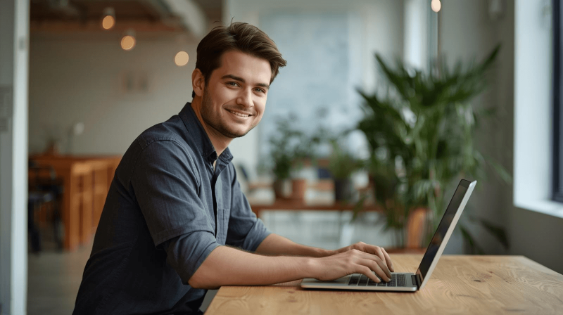 Male French A-Level student preparing for his exam with French Online Tutor.