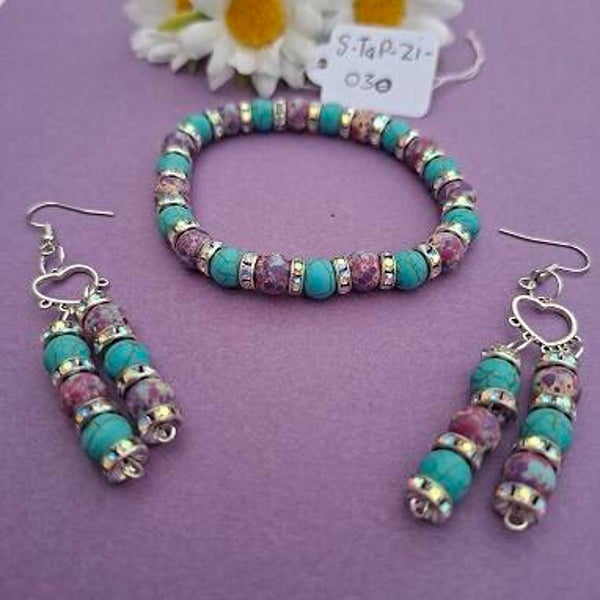 Armband en oorbellen. S-TqP-ZI-030