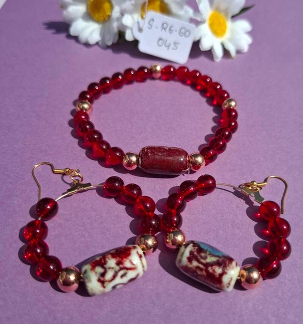 Armband en oorbellen. S-RG-GO-045