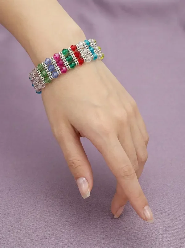 💜 Multicolor & zilver – sprankelende armband