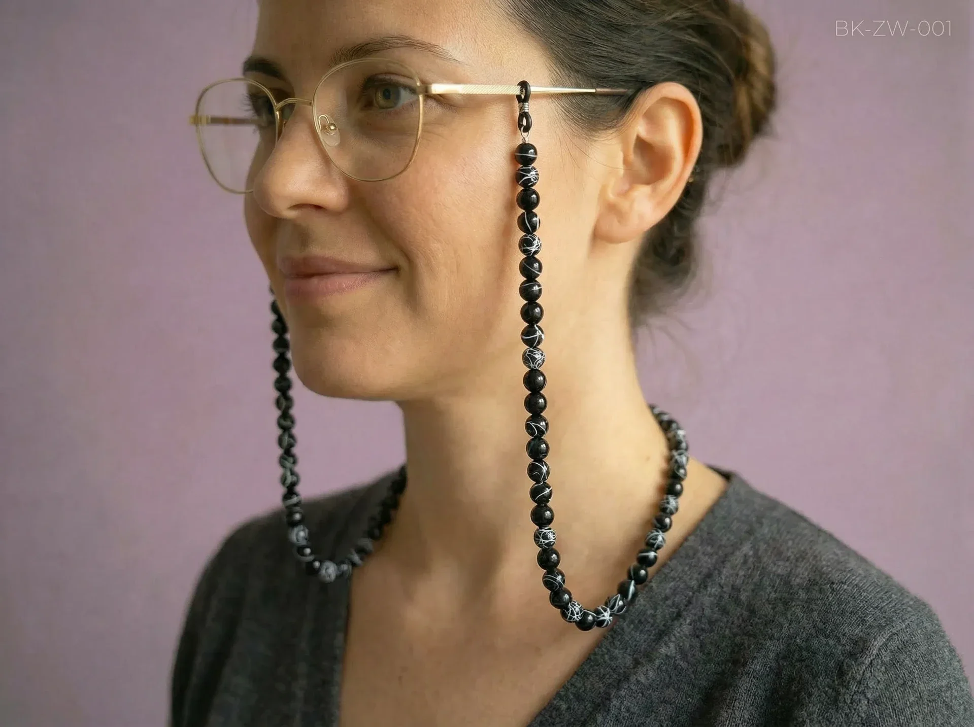 💜 Brillenkoord – zwart met subtiele details – stijlvol & tijdloos