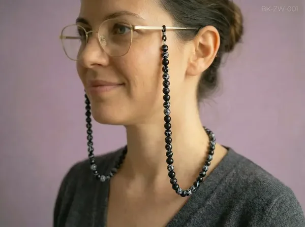 💜 Brillenkoord – zwart met subtiele details – stijlvol & tijdloos