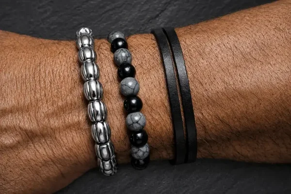 Unisex armbandenset klassiek donker – tijdloos stoer
