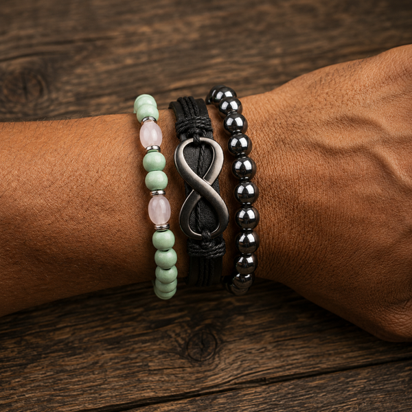 Unisex armbandenset zwart mintgroen wit – frisse twist