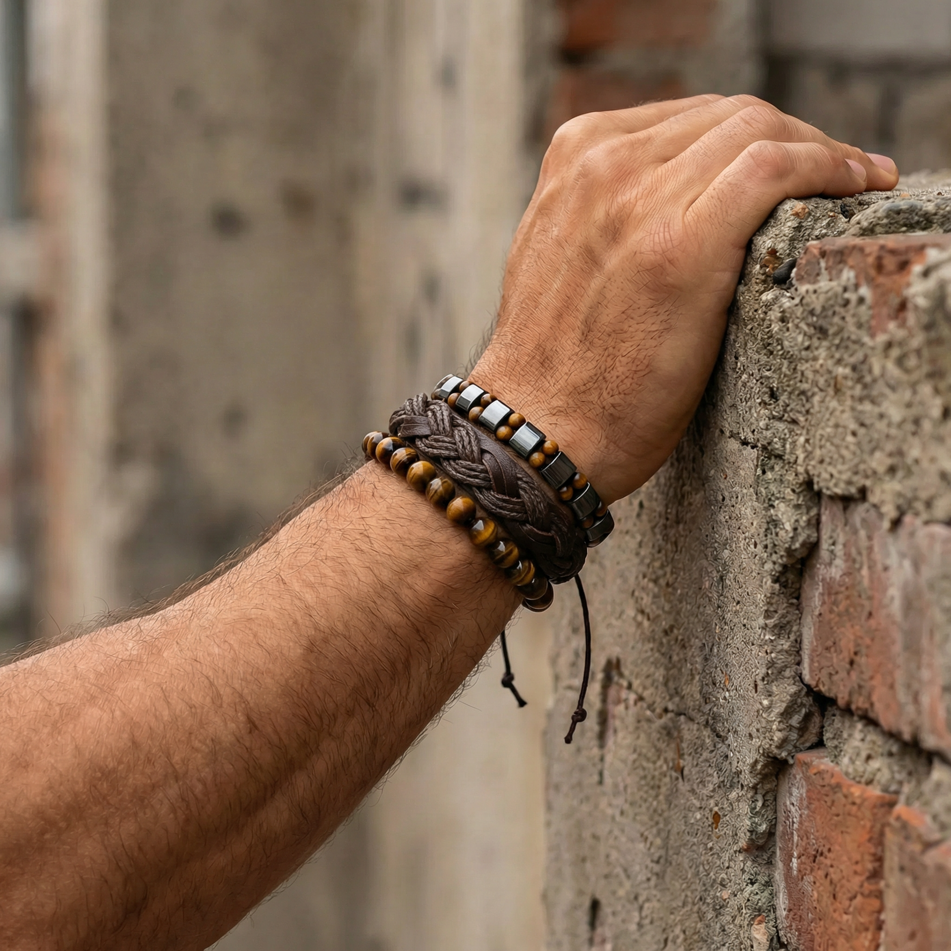 🖤 Bruin en zwart met een robuuste uitstraling. 🖤 Stoere vlechtdetails gecombineerd met kralen.