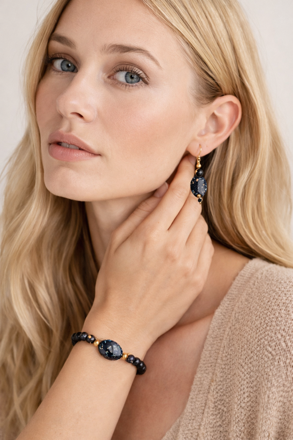 💜 Blauw en zwart goud – stijlvolle set