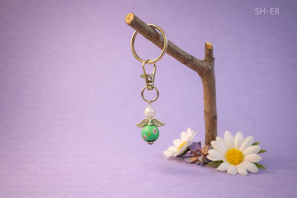 💜 Sleutelhanger – engeltje groen met kralen