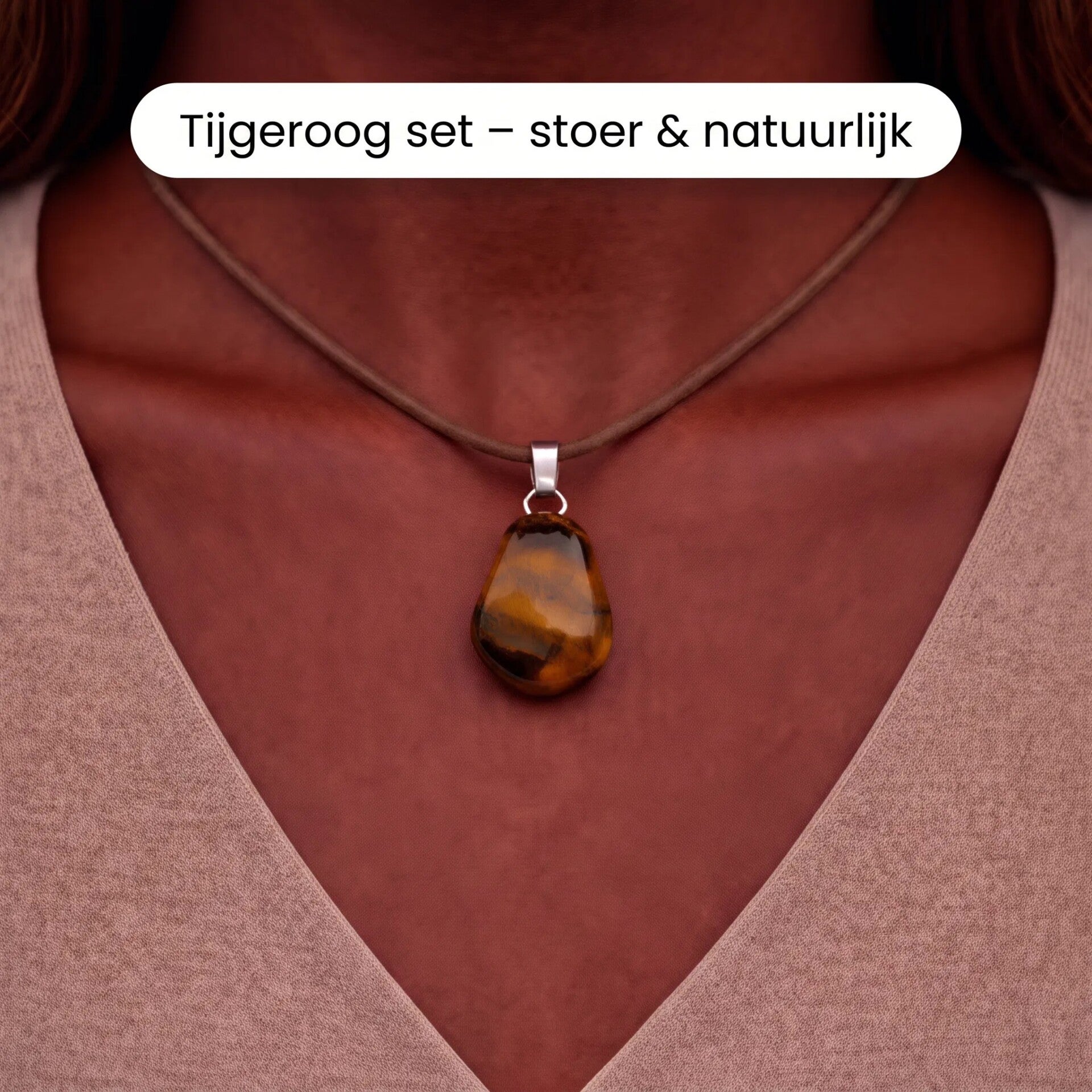 💜 Tijgeroog set - stoer & natuurlijk | Stoer, warm en nét even anders ⭐ Bestseller