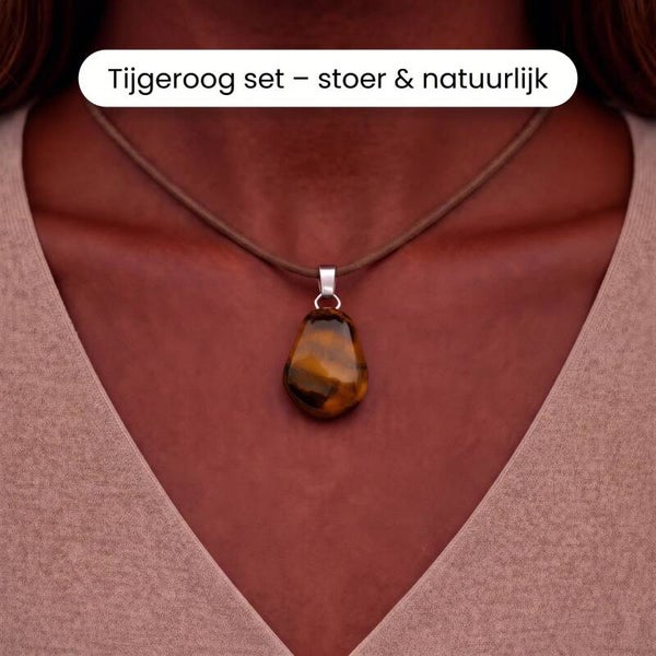 💜 Tijgeroog set - stoer & natuurlijk | Stoer, warm en nét even anders ⭐ Bestseller
