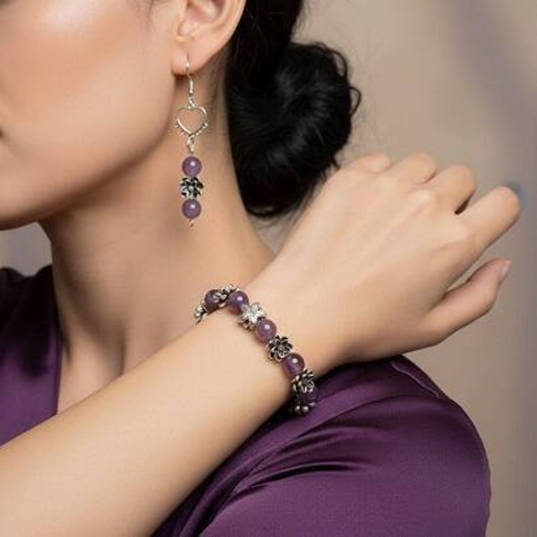 💜 Paars & zilver – unieke opvallende set