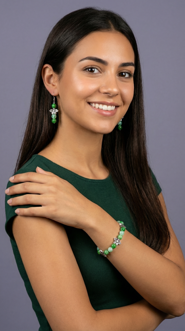 💜 Groen & zilver – natuurlijke frisse set