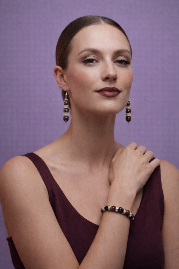 💜 Donkerrood & zilver – rustige elegante set