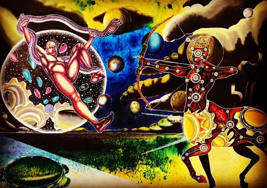 Sagittarius or Serpenttarius V 2020 watercolour on board (76x56).