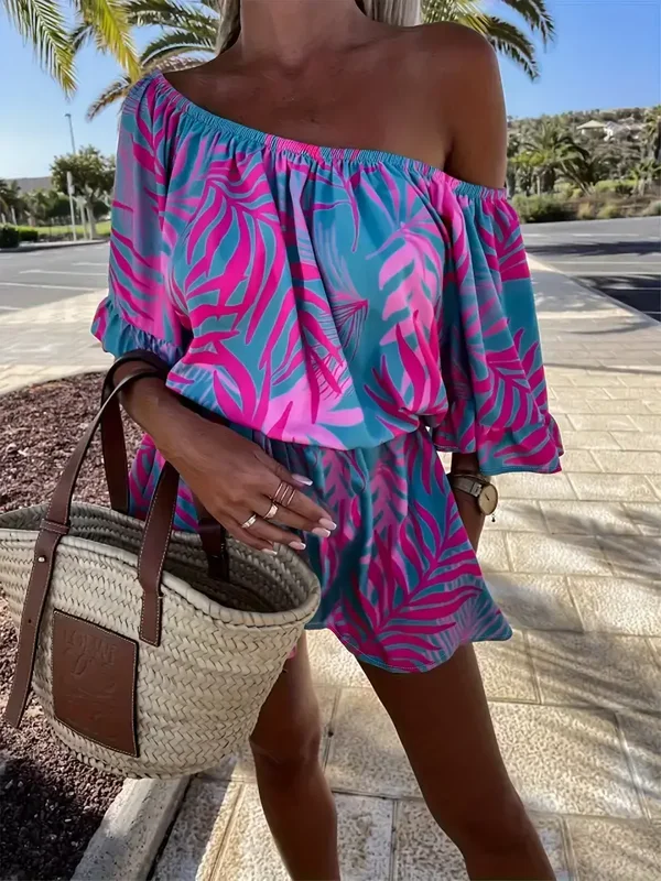 Off-Shoulder Jumpsuit - blauw