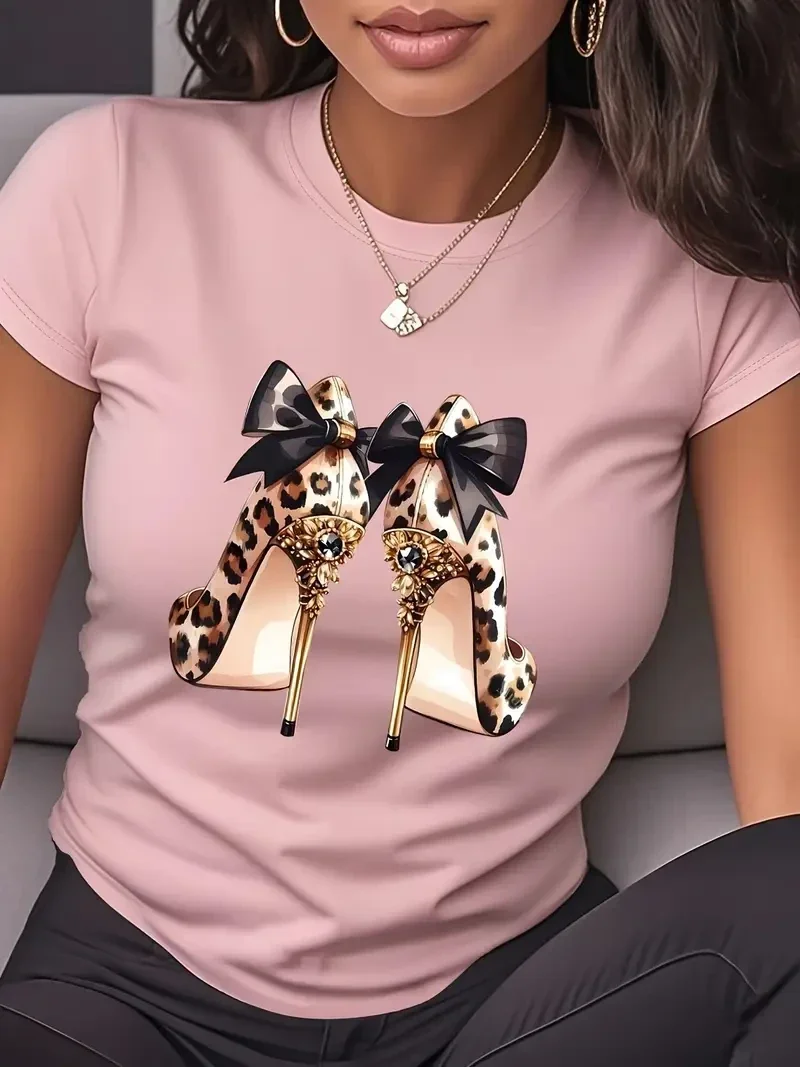 T-shirt high heels - roze