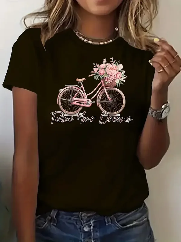 T-shirt Follow your dreams - zwart