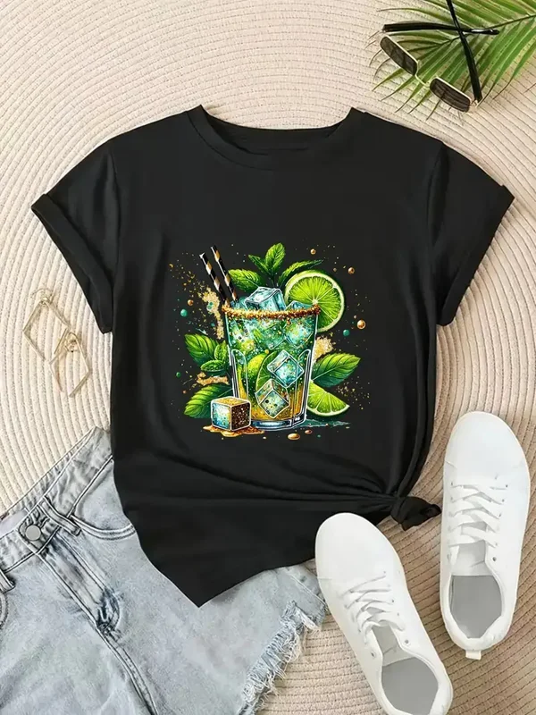 T-Shirt Lime & Mint - zwart