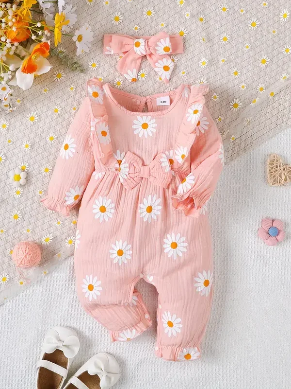 Bodysuit bloemen - roze