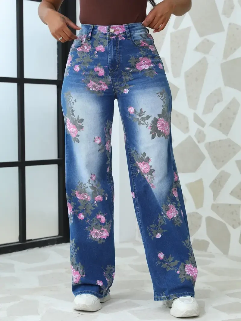 Jeans met bloemen
