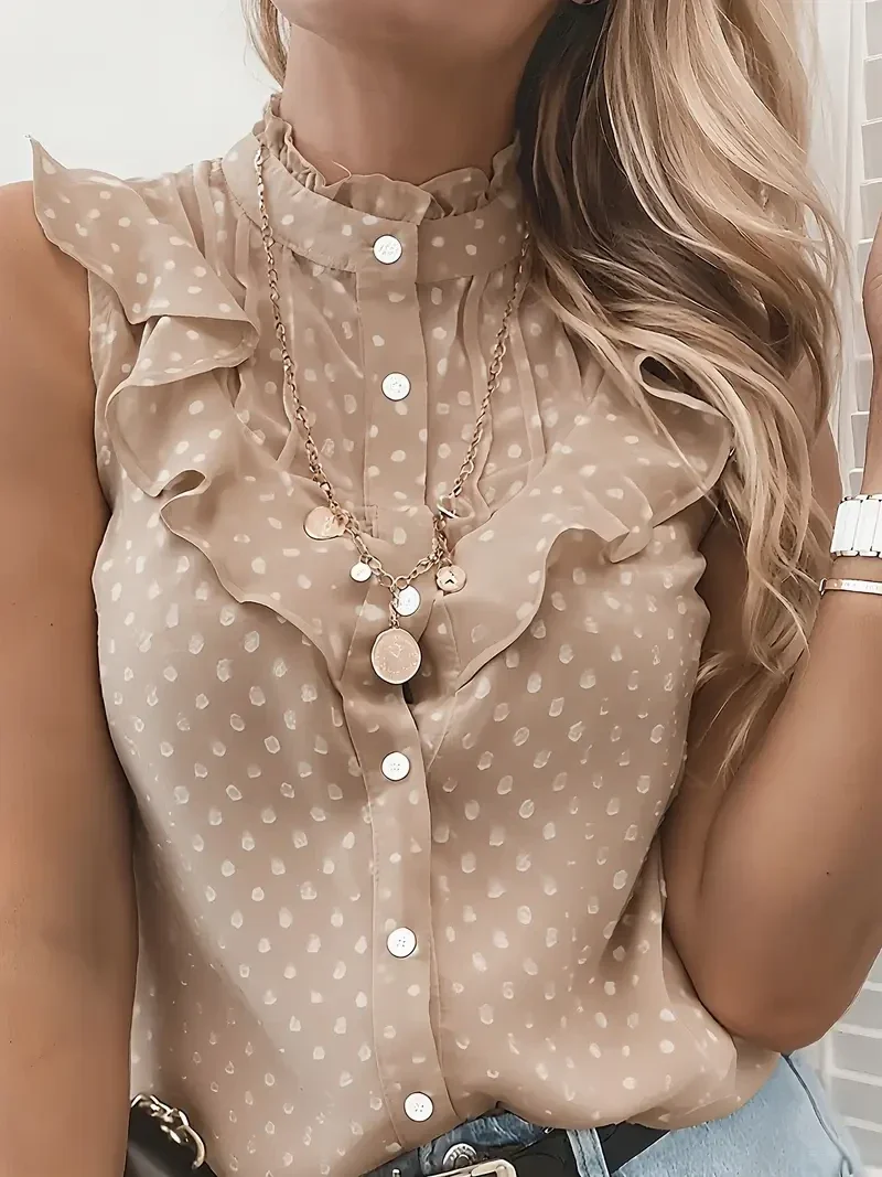 Mouwloze Blouse - khaki