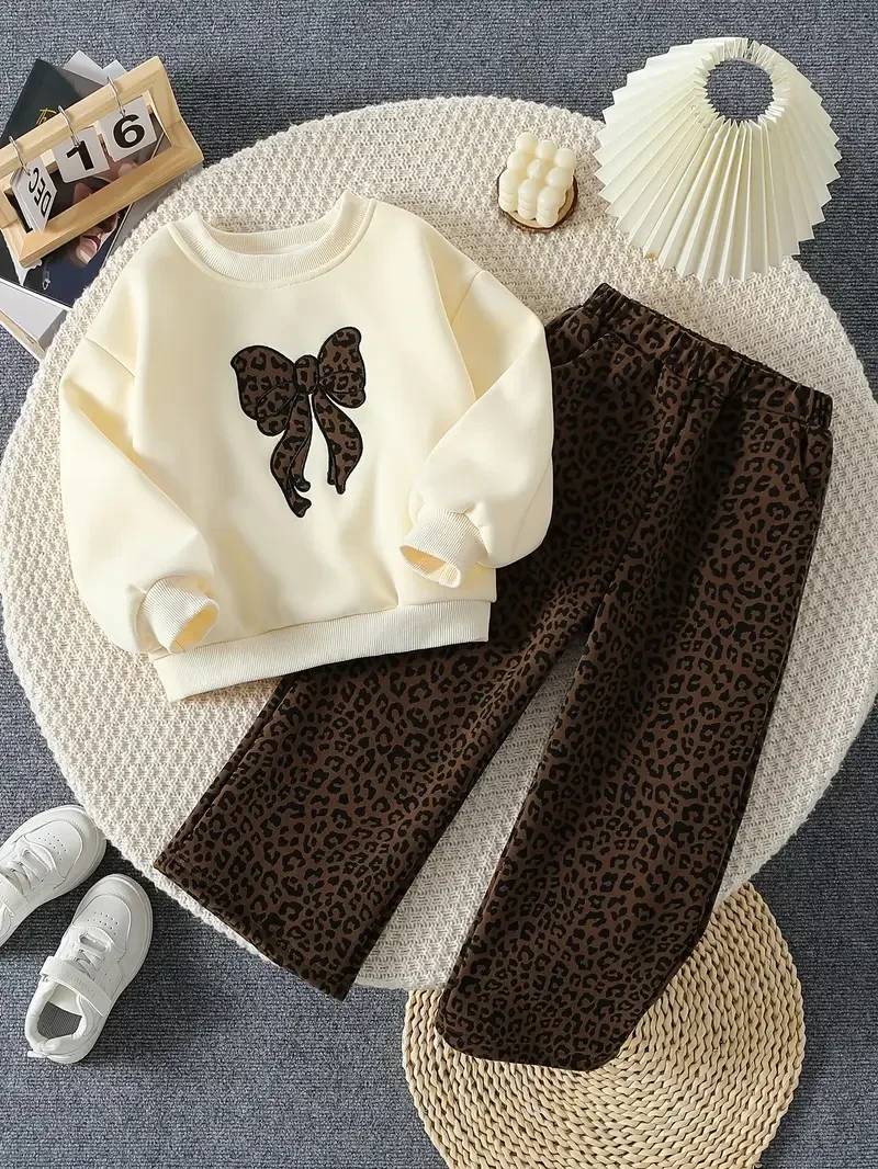 2-delige set - panterprint met strik